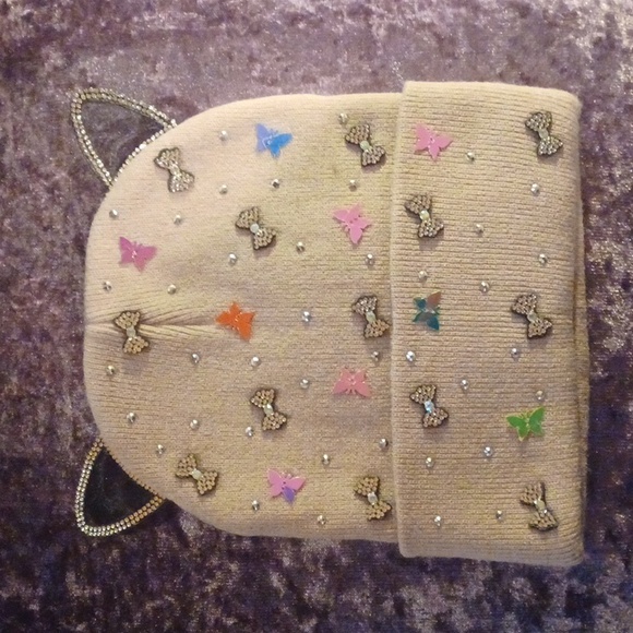 Cat Ear Embellished Beanie Hat - NEW - Picture 1 of 2